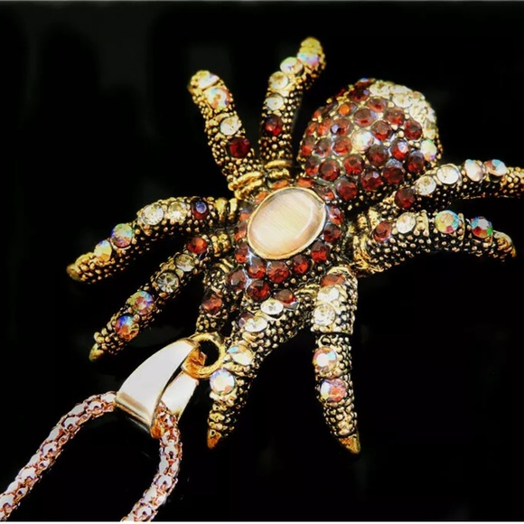Multicolored Golden Spider Necklace - Picture 1 of 2